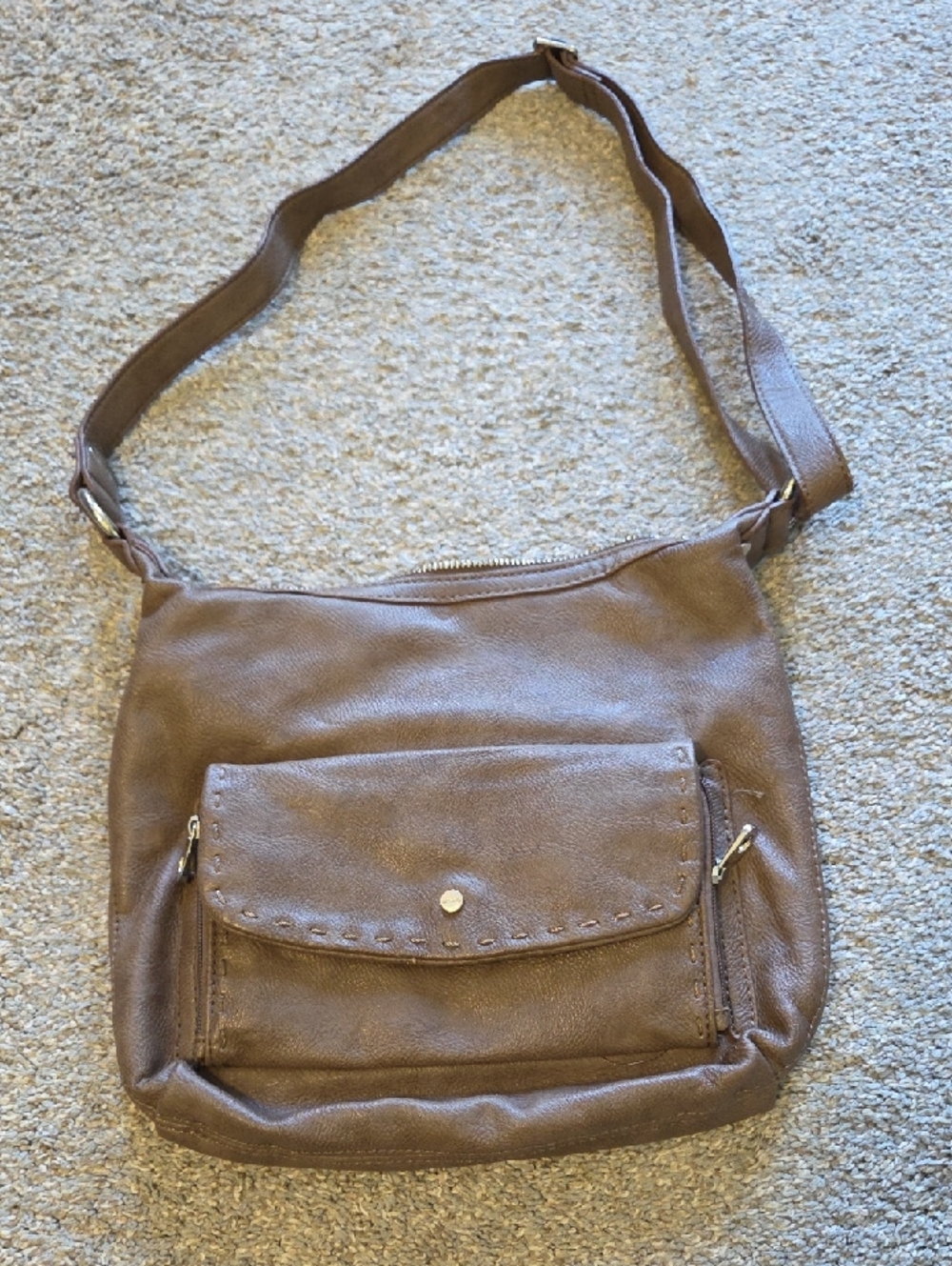 Everyday Brown Leather Crossbody Bag with Front Pocket